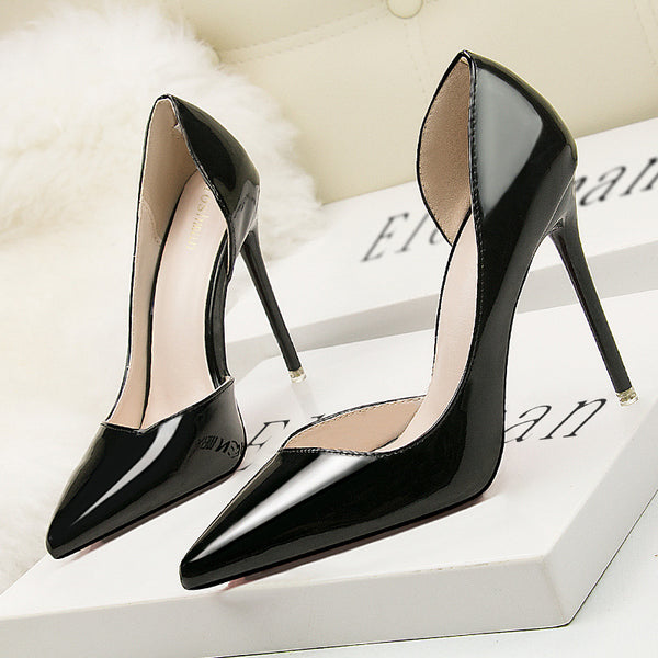 Women's high heels, slim heels, high heels, shallow mouthed pointed black high heels, banquet, professional parties, wedding shoes