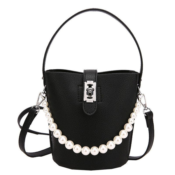 Lilac Pearl Embellished Bucket Crossbody Bag