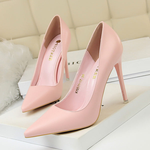 Minimalist slim high heels, women's heel splicing, pointed light top, office women's slim high heels, fashionable women's shoes