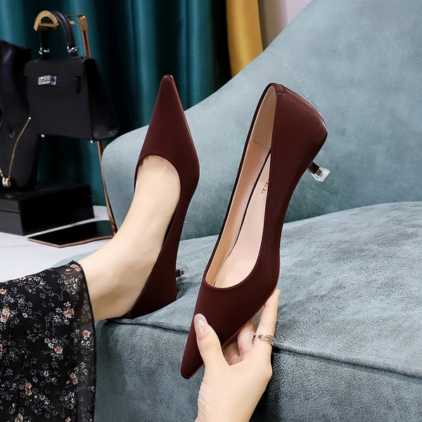 Spring Sexy Foot Trimming with Thin Heels and Shallow Mouth