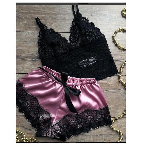 Imitation silk suspender princess pajamas