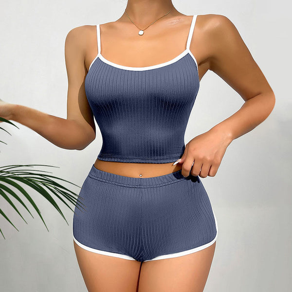 Large size slim fit suspender shorts ladies home wear