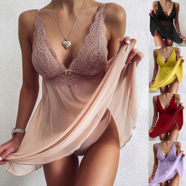 Mesh suspender nightdress pure temptation sexy pajamas