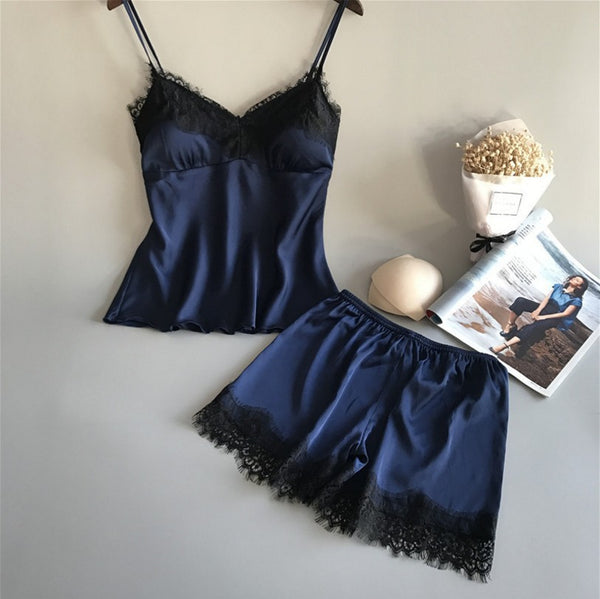 New Black Sexy Ice Silk Temptation Suspender Skirt Set