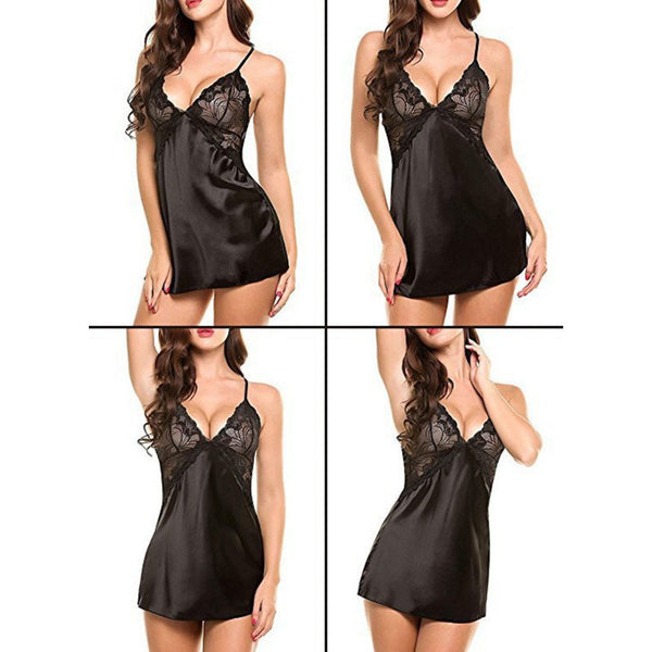 Women's ice silk deep V halter neck backless dress