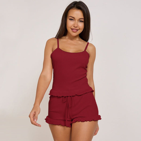 Women's sexy cotton pajamas large size two-piece home clothe
