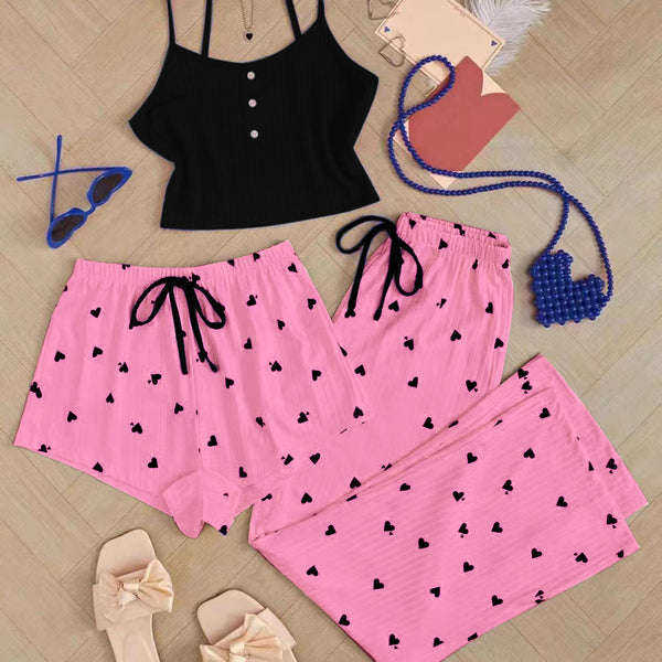 Sweet and cute girl three-piece home clothes
