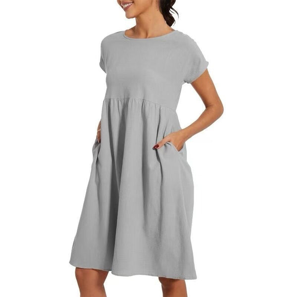 Fashion round neck A-line skirt large size loose dress