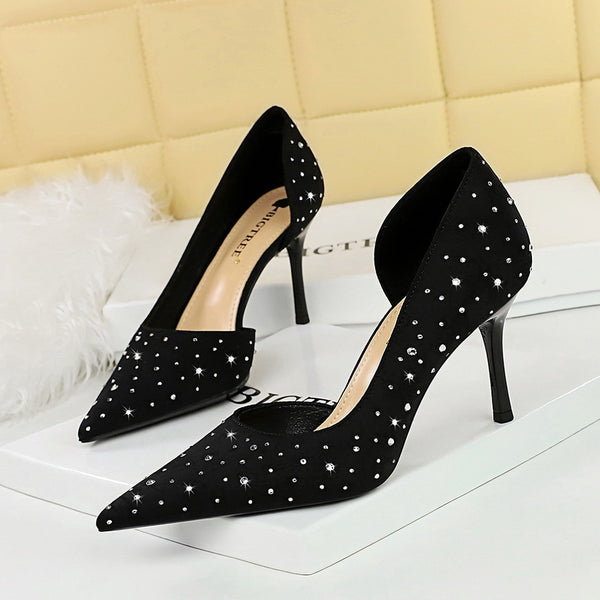 Stylish women's stiletto heels, pointed-toe satin shoes|Elkaliy