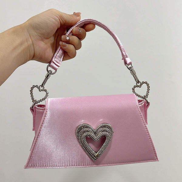 Olivia Sparkling Heart Rhinestone Handbag