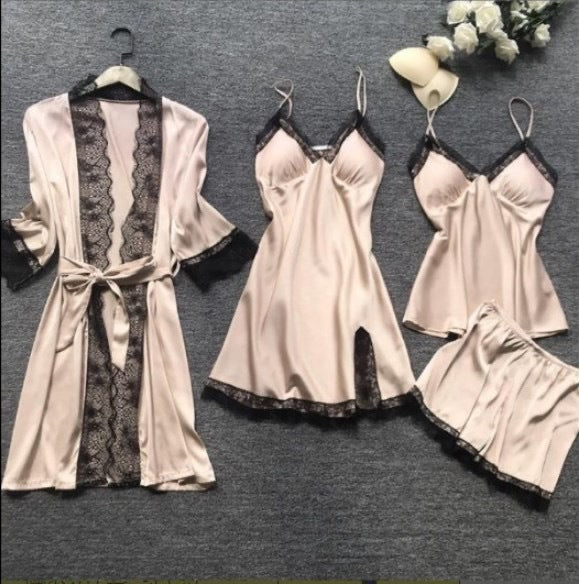 womens-lightweight-4-piece-pajama-set-pink