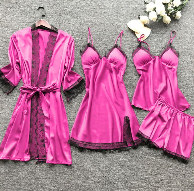 womens-lightweight-4-piece-pajama-set-red