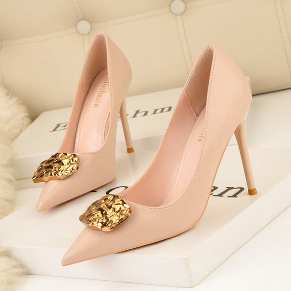 Fashion Banquet Shallow Metal  High Heels
