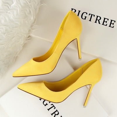 Fashion Pointed Toe Solid Flock Shallow 9 Colors High Heels