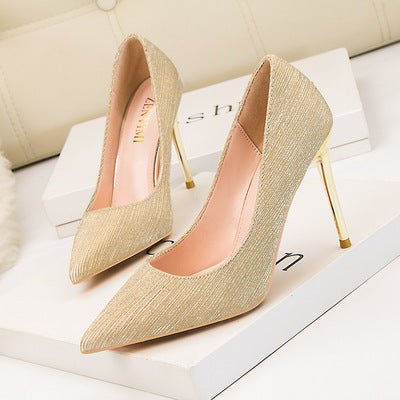 Fashion Shiny Shallow Mouth Pointed Banquet High Heels