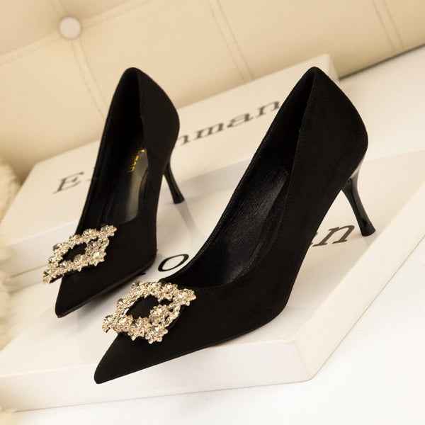 Fashion Sweet Pointed Rhinestones High Heels