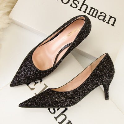 High Quality Wedding Party Female Bling Pointed Toe Thin Heels