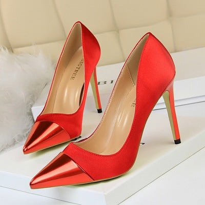 Luxury Women Basic Silk Satin Stiletto Cap Toe High Heels