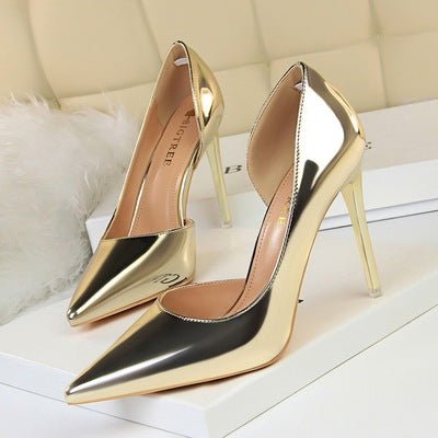 Patent Leather Pointed Toe Basic Plus Size High Heels
