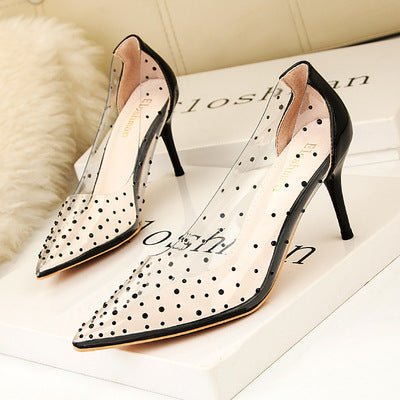 Pointed Rhinestones Transparent PVC Leather Party High Heels