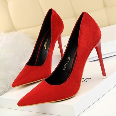 Pointed Toe Suede Basic Plus Size High Heels