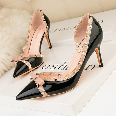 ﻿Rivet Butterfly-Knot Wedding High Heels