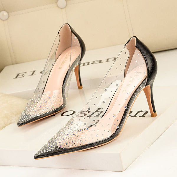 Sparkle Rhinestones PVC Transparent High Heels